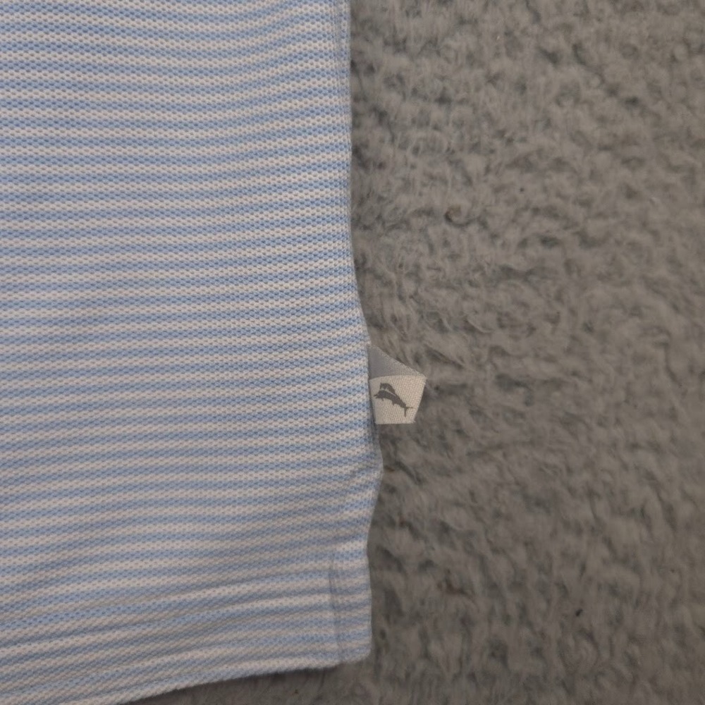 Tommy Bahama Polo Shirt Mens XL Blue White Stripe Supima Cotton Marlin - Picture 5 of 12